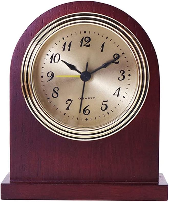 Vintage Wooden Table Clock Bedroom Bedside Snooze Alarm Wood Retro Desktop Clocks Home Decoration Desk Watch(Black)