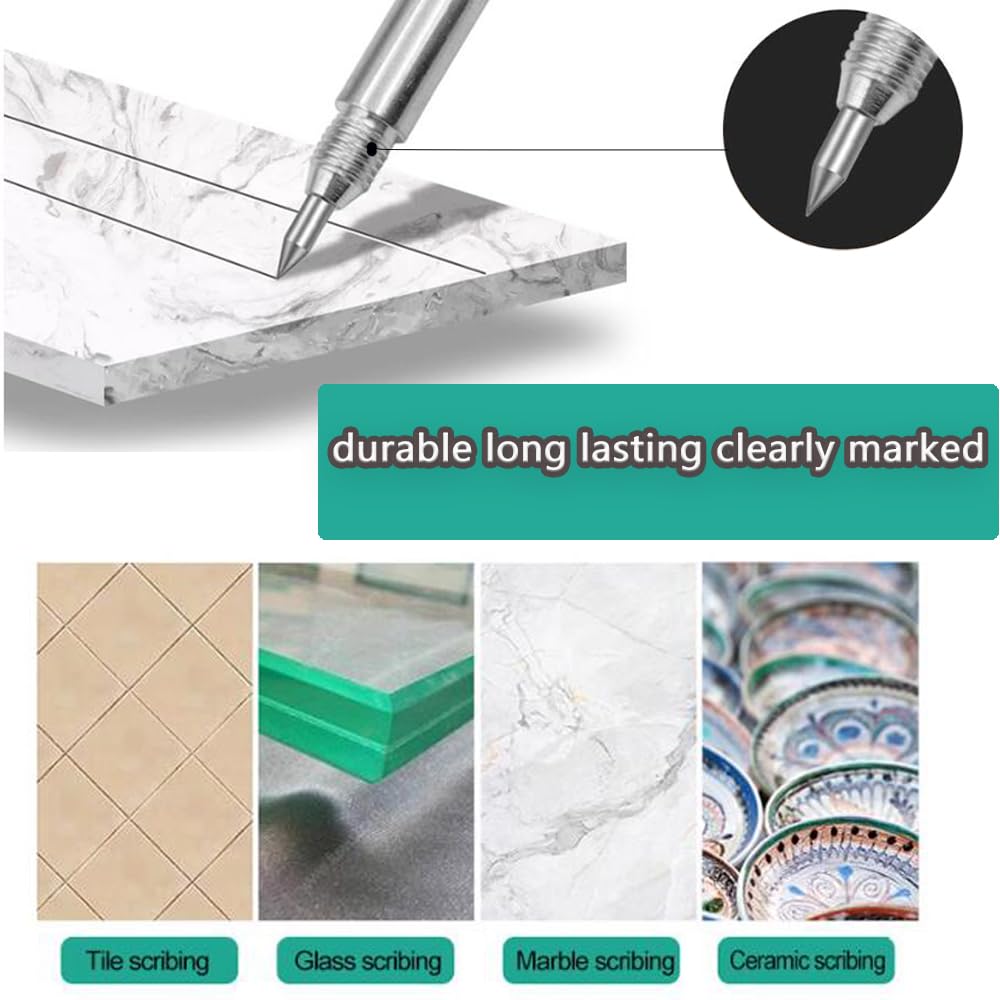 Double Head Tungsten Caride Scriber tool, Engraving Pen Scribe Tool for Metal Glass Ceramic Marble Tile Stone 5PCS — Amazon image 2