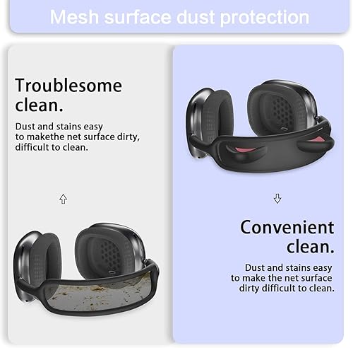 Miniatura 5 de WQNIDE Funda para la diadema para AirPods Max, bonito diseño de orejas de gato, protectores de diadema de silicona suave, cojín cómodo, funda