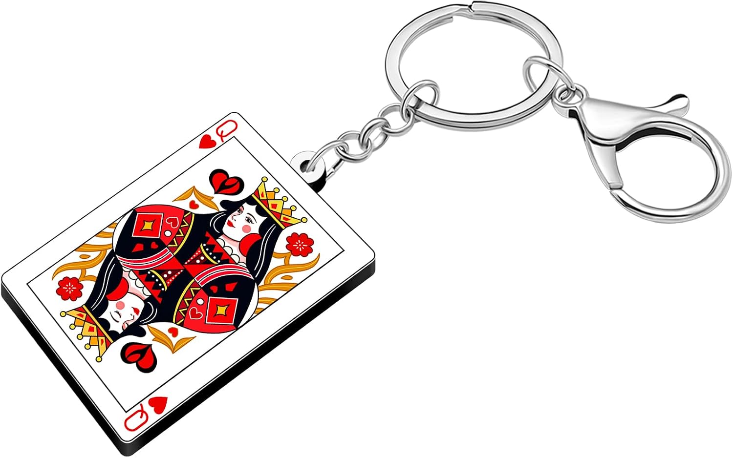 Acrylic Playing Cards Poker Keychain Casino Gifts for Poker Players,Gambling Queen of Hearts Accessories Purse Charms image 2