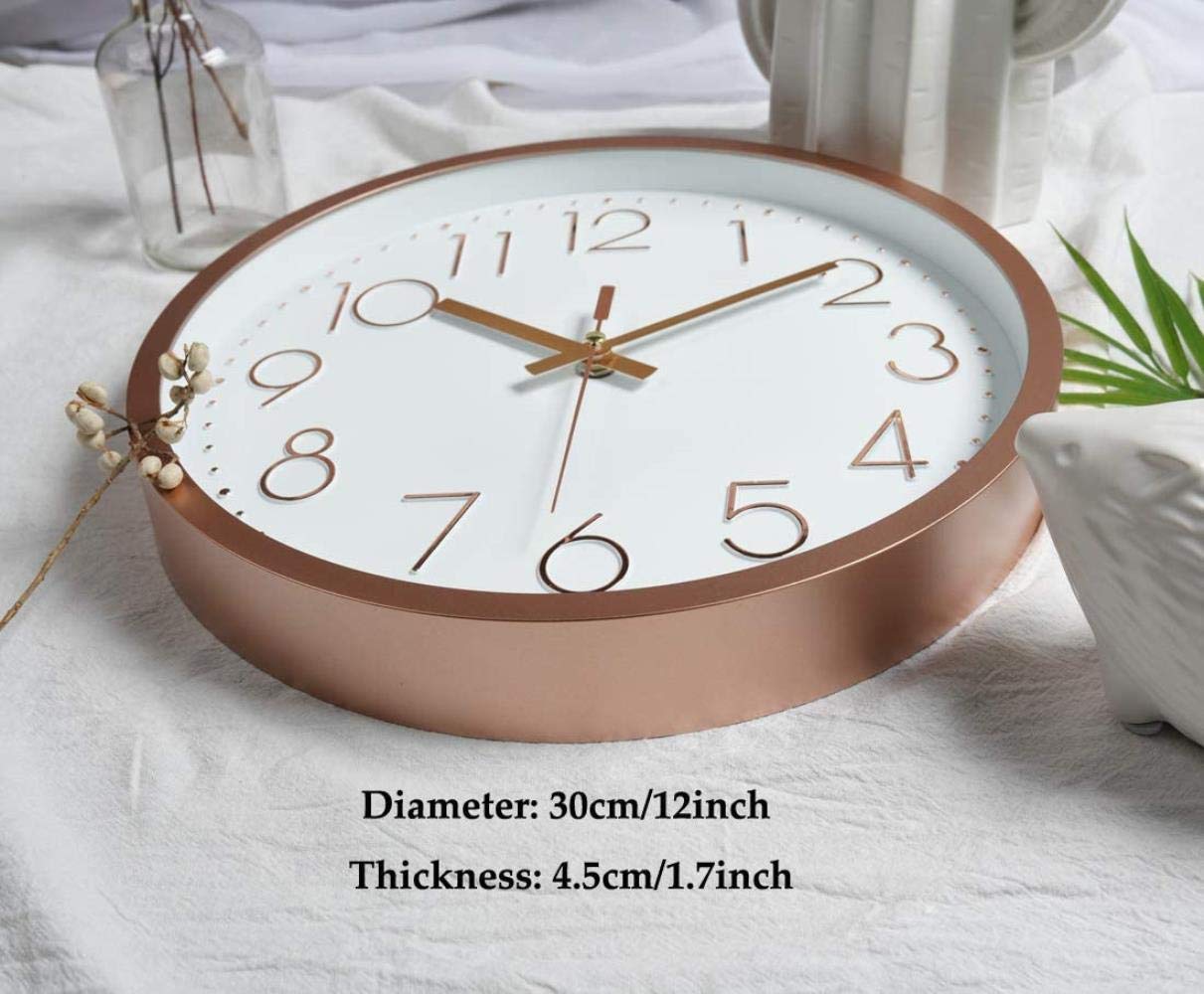 Niet-tikkende Klok Wandklok 30 Cm Ronde Stille Klok - Niet-tikkende Kwartsbeweging, Grote Cijfers Voor Keuken, Slaapkamer Of Kantoor Ronde Wandklok 30 Cm Bol