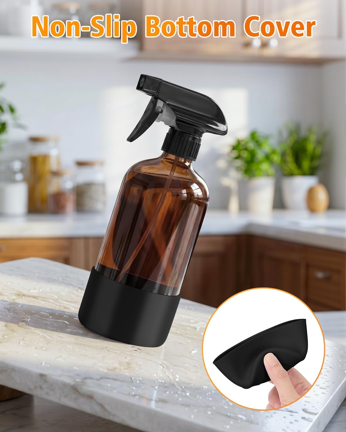 Amber Glass Spray Bottles - 2 Pack 16 oz Spray Bottles for Cleaning, Hair