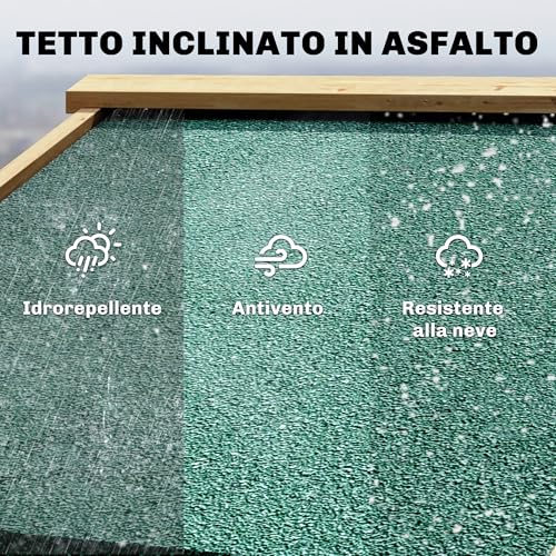 Outsunny Armadio Da Giardino In Legno Di Abete Con Ripiani E Finestre In Acrilico, Casetta Porta Attrezzi Da Esterno Con Tetto Inclinato Asfalto, Porte Bloccabili, 128X57.5X197 Cm, Marrone Chiaro - 5
