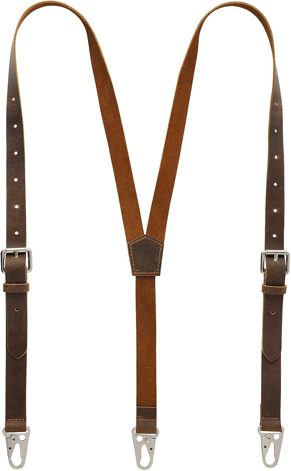 Ringsun Genuine Leather Suspenders for Men, Y Design Hidden Suspenders Under Clothes, Adjustable Accessories for Men