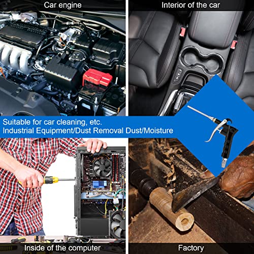 4 Pcs Industrial Air Blow Gun With Brass Adjustable Air Flow Nozzle Air Compressor Gun Steel Air Flow Extension Pneumatic Air Compressor Accessory Tool Dust Cleaning Air Blower Gun #TOP6