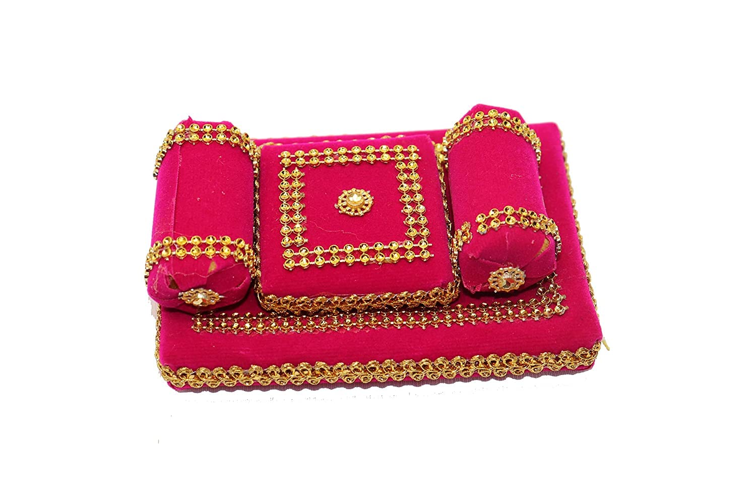 C R Tradelink Velvet Laddu Gopal Assan Gaddi Takiya Set Gadi Set for Balgopal Laddu Gopal Ji Mattress Cushion Gadda Ladoo Gopal Dress Asan Set Size 4 3 Inches Pink CR Laddu Gopal Assan Pink R