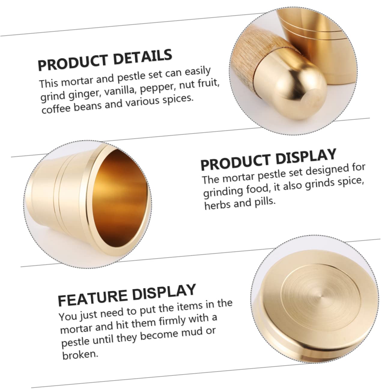 Garneck Chinese Copper Mortar and Pestle for Grinding Garlic and Medicine Small with Stable Base for Fresh Spices and Supplements Kitchen Tool for Flavorful Meals