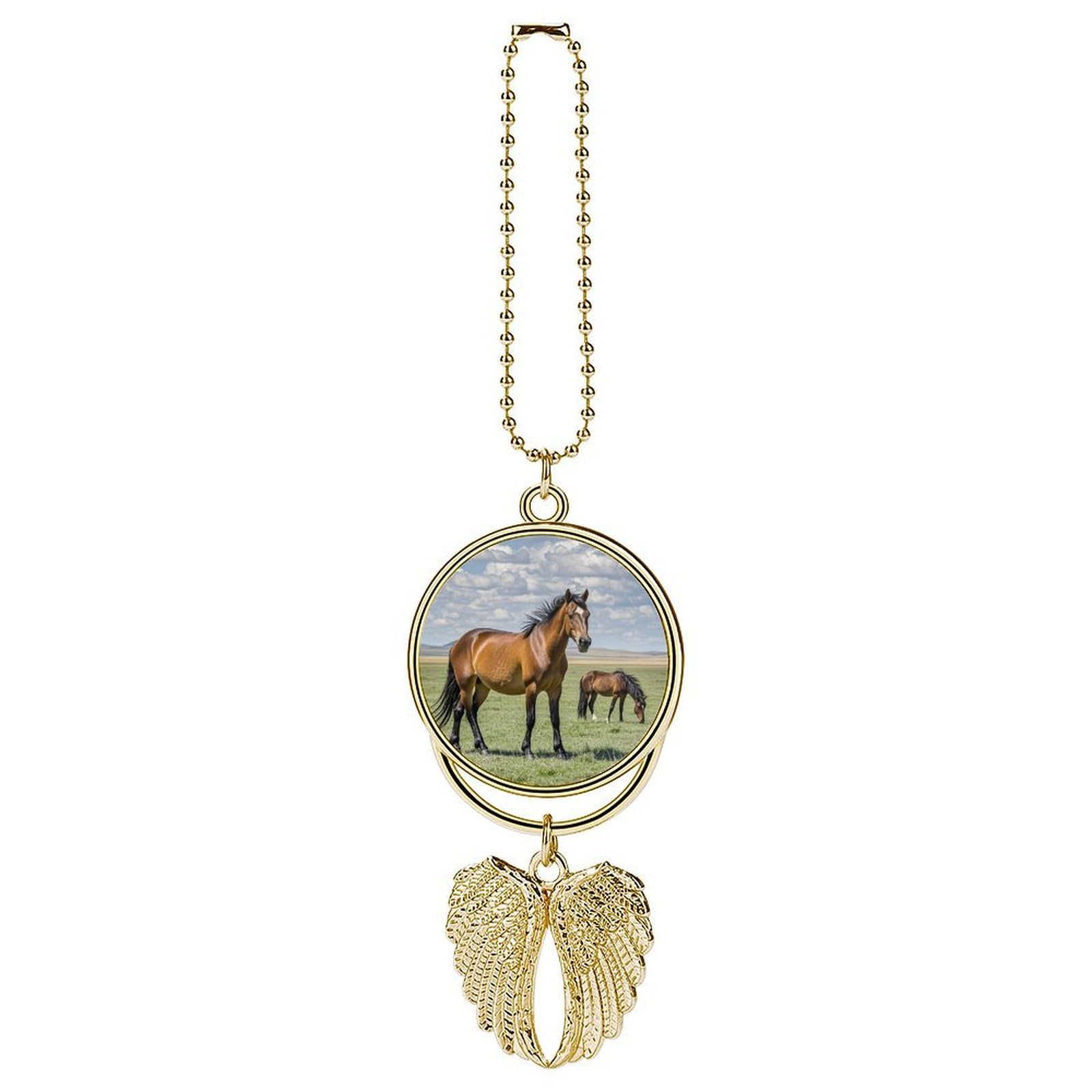 Grazing Wild Horses Car Charm Alloy Car Rear View Mirrors Hanging Ornaments Stylish Car Pendant Funny Auto Hanging Accessories Car Hanging Ornaments Gift for Women Men