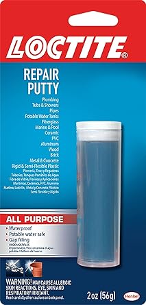 Loctite All Purpose Repair Putty,Waterproof,Gap filling,Molds easily, Ideal for Plumbing,Tubs&showers,Pipes,Fiberglass,Marine & pool,Ceramic,PVC,Aluminum,Wood,Brick,Metal,Concrete,Rigid plastic-2oz - image, photos