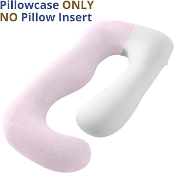 Sasttie Cooling Pregnancy Pillow Cover, 57-inch U Shaped Pregnancy Pillow Case, Fits 55 to 57 Inch Maternity Pillow, Pink (No Pillow Insert)