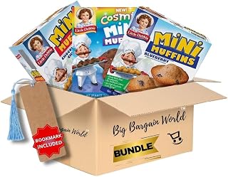 Blueberry,Chocolate Chip, Cosmic Brownie Snack Cake Box Treat Yummy Snack Mini Muffins Variety Pack, 3 Pack Assortment Bonus Bookmark