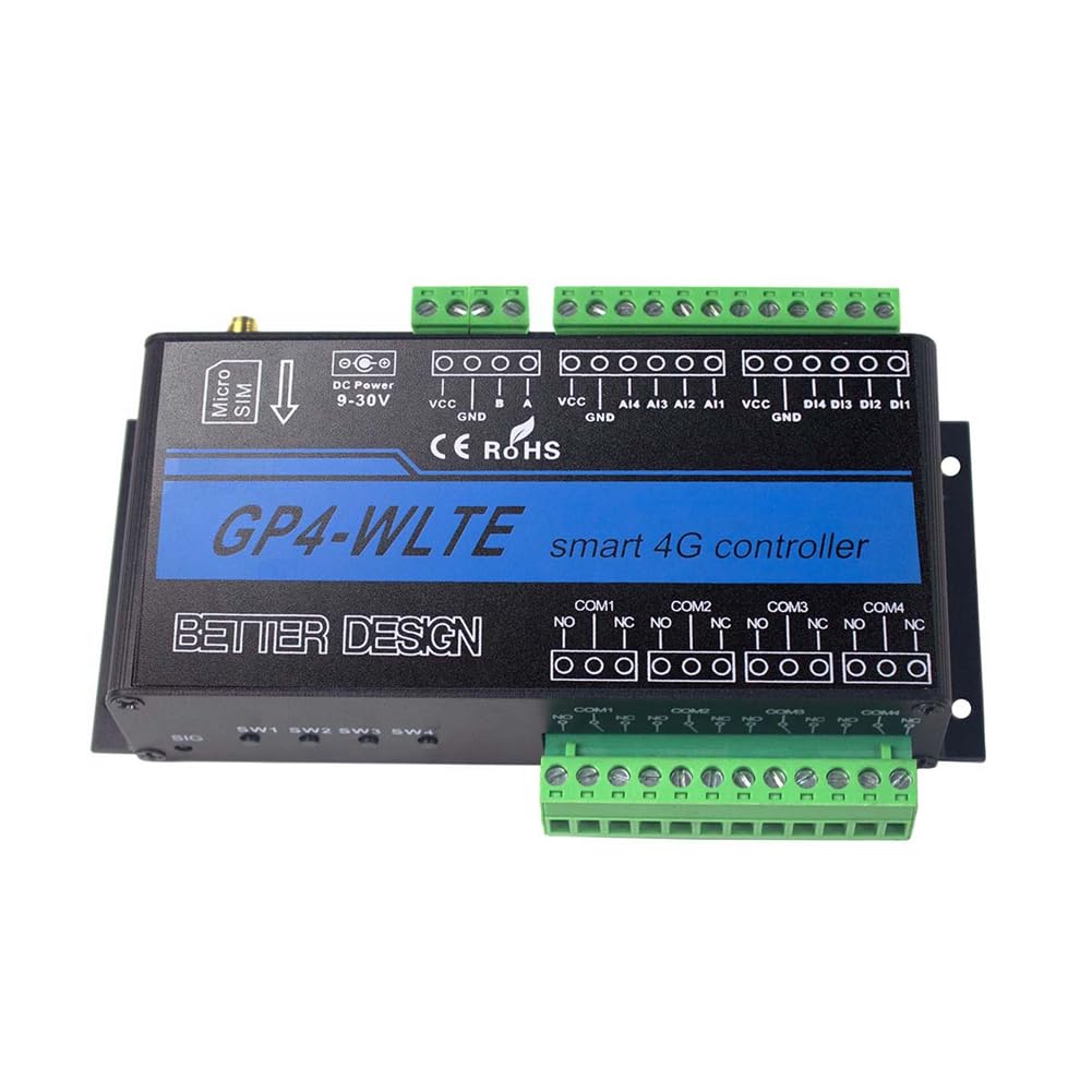 GP4-WLTE Smart 4G Global GSM SMS APP Controller RS485 Web Control comme illustré sorties relais en plastique 10 A, prise européenne