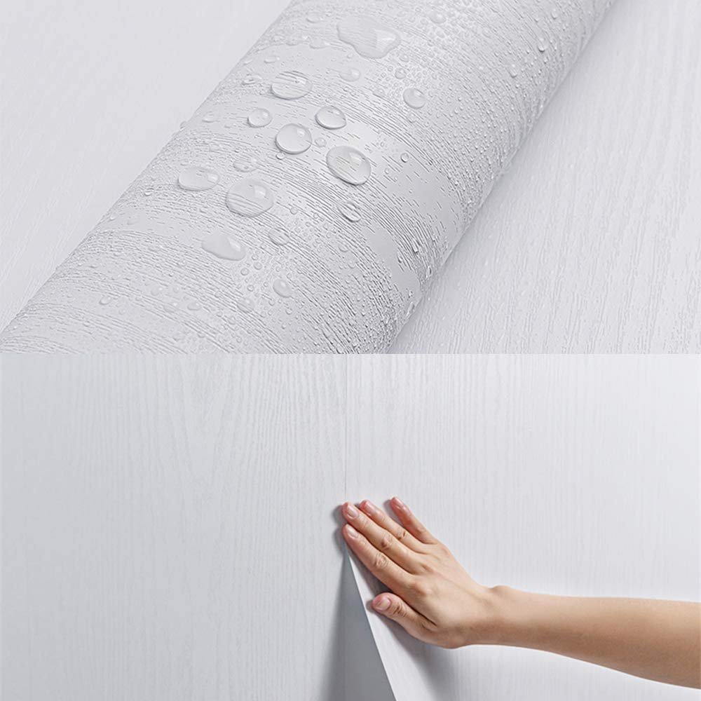 Hode Vinilo Adhesivo Muebles Madera Blanco, Decorativo Papel Adhesivo para Muebles Blanco Mate Efecto, Impermeable Vinilo Autoadhesivo Pared Cocina, Encimera, Puertas, Mesa(30X200cm)