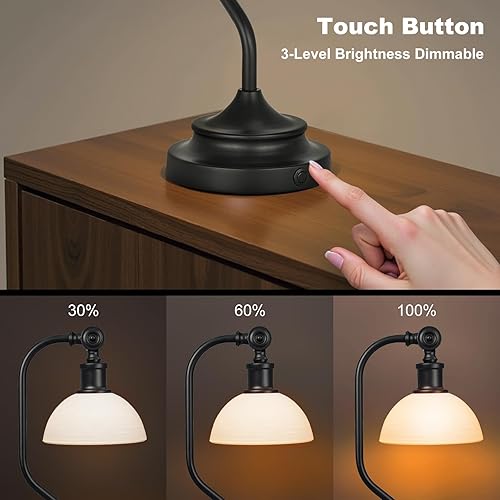 Miniatura 5 de Lámpara de mesa inalámbrica vintage Bankers, batería recargable de 5200 mAh, brillo de 3 niveles, LED integrado de 320 lúmenes máximo, pantalla de