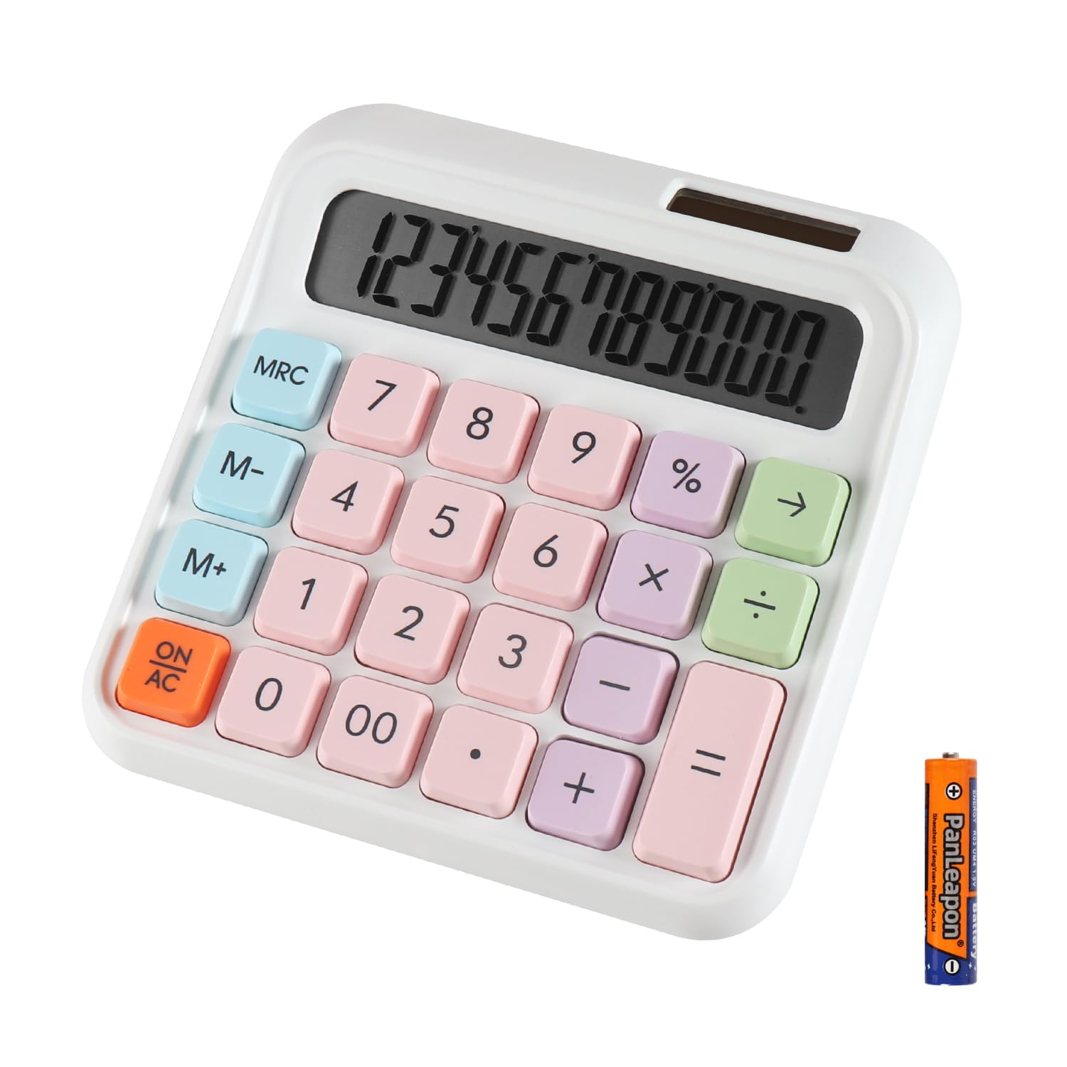 Calculators HIHUHEN Large Calculator Solar & Battery Power 12 Digit Display Multi-Functional Big Button for Business Office School Calculating (HY-2688)
