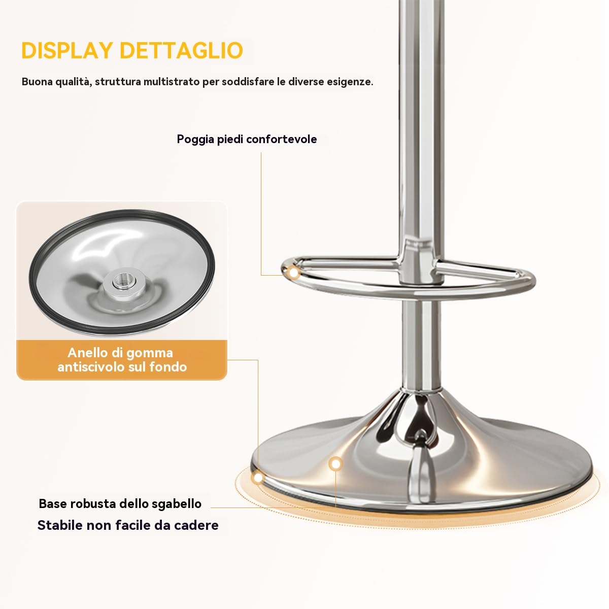 Set di 4 Sgabelli da Bar Regolabili, Sgabelli Girevoli Moderni ed Ergonomici con Schienale per Bancone Cucina, Rivestiti in Pelle PU con Schienale Basso