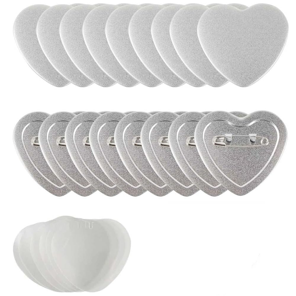 Heart-Shaped Badge Button Maker Parts, Blank Pin Badges Press Button Parts DIY Badge Making Machine
