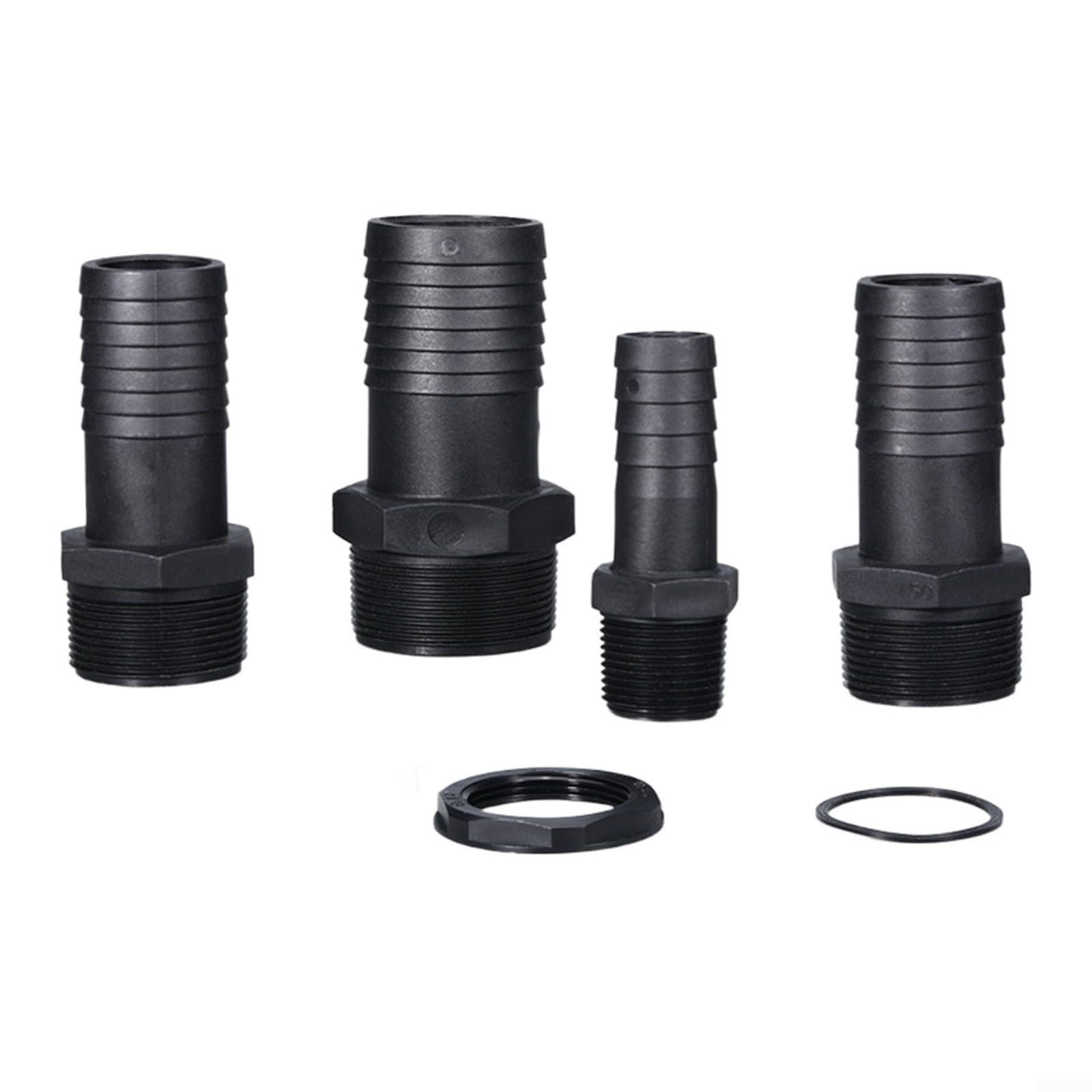 5 raccordi per tubi flessibili in polipropilene nero da 1" con filettatura esterna NPT, connettori in plastica ad alta resistenza per impianti sanitari e di irrigazione (5 cm)