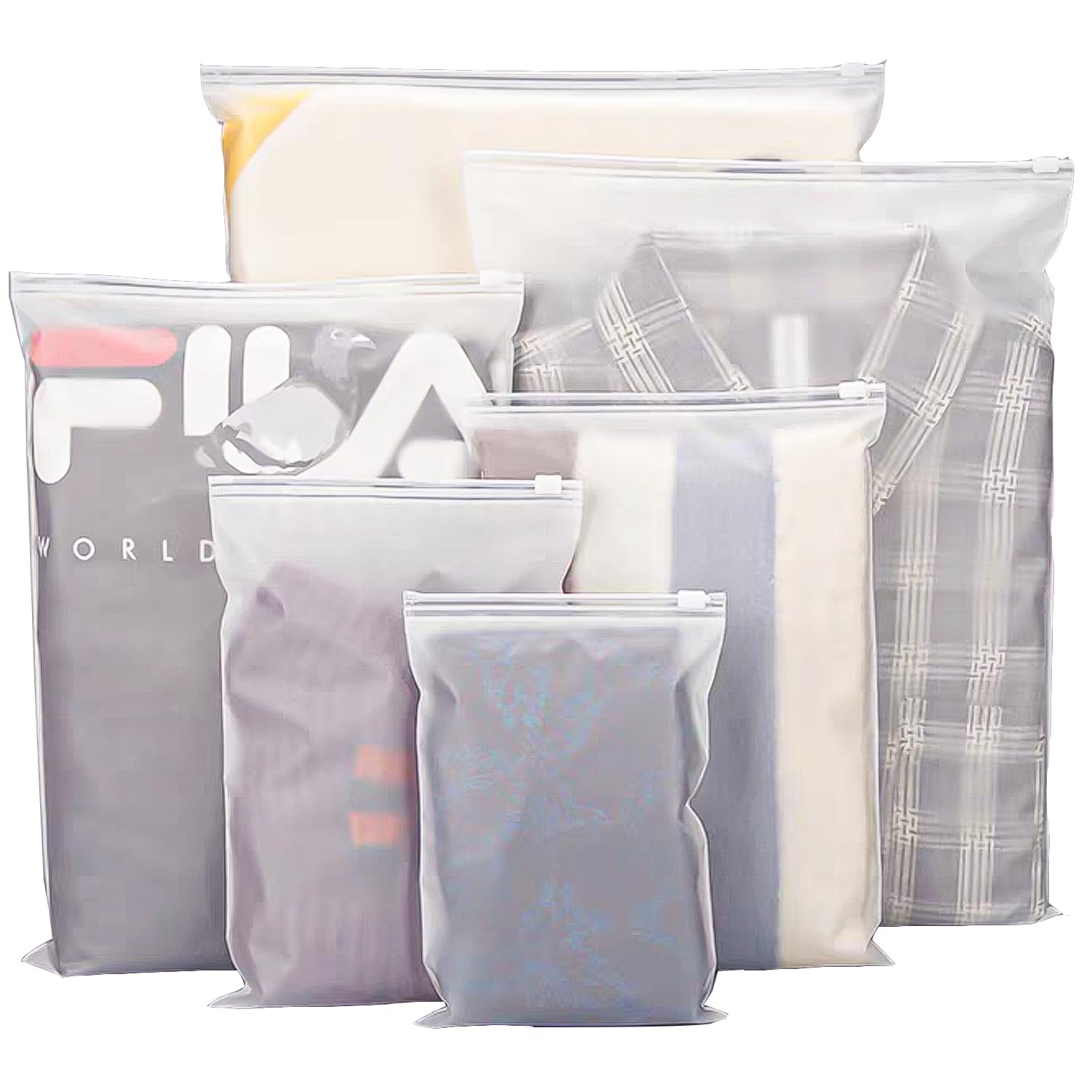 20PCS Travel Storage Bags Set, Reusable Saving Space Plastic Ziplock Seal Clothes Bags Frosted Waterproof Multifunctional Luggage Storage Pouch for Clothes, Shoes, Cosmetics