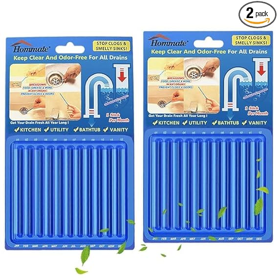Kanakadhara Sani Stick Sewer Drain Cleaner Remove Bad Smell of Drain | Drain Cleaner Deodorizer Sticks for Preventing Future Clogs Eliminating Odor Sani Stick (Set 2 Pack) - Each Pack 12 Stick