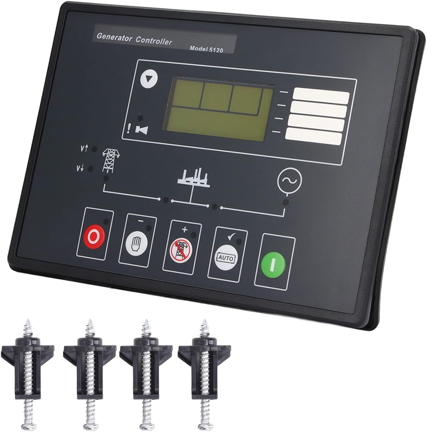Generator Controller, 5120 Auto Start Genset Control Module Panel with LCD, 100-700V AC Monitoring for Generator