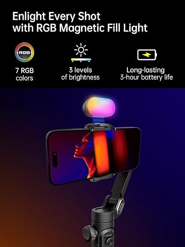 Miniatura 2 de Estabilizador de cardán para teléfono inteligente iPhone Video estabilizador de iPhone, cardán, teléfono inteligente, plegable, de 3 ejes, portátil,