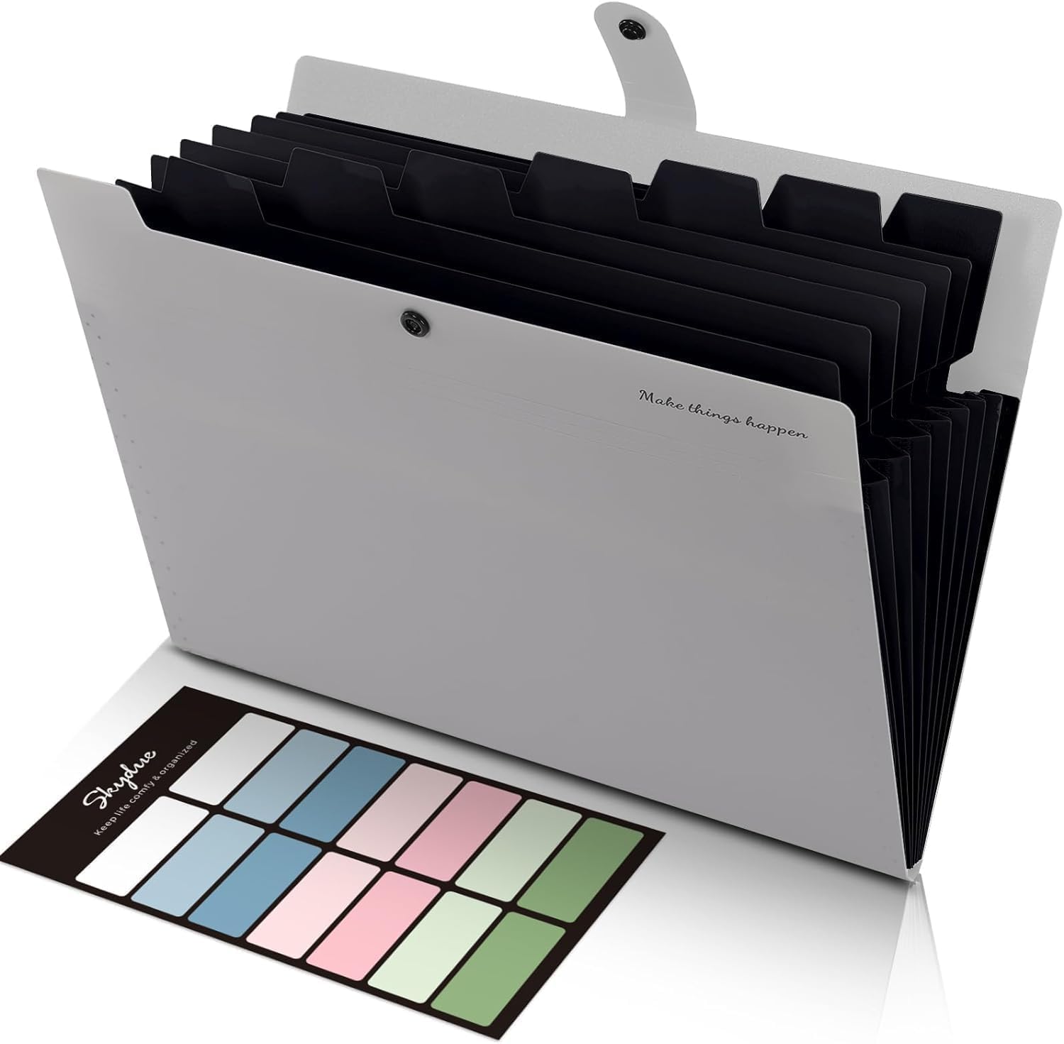 SKYDUE Folders for Paperwork A4, Expanding File Folder with 8 Pockets, Pastel Folders, Paperwork File Organiser