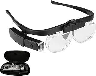 4.5X Ampliação Fone de Ouvido com Luz LED Lupa Cabeça Montada Lupa Lupa com Lente Múltipla 2 Luzes LED para Crafting Relógio Relógio Reparo Eletrônicos Ferramenta Hobby Lupa de cabeça