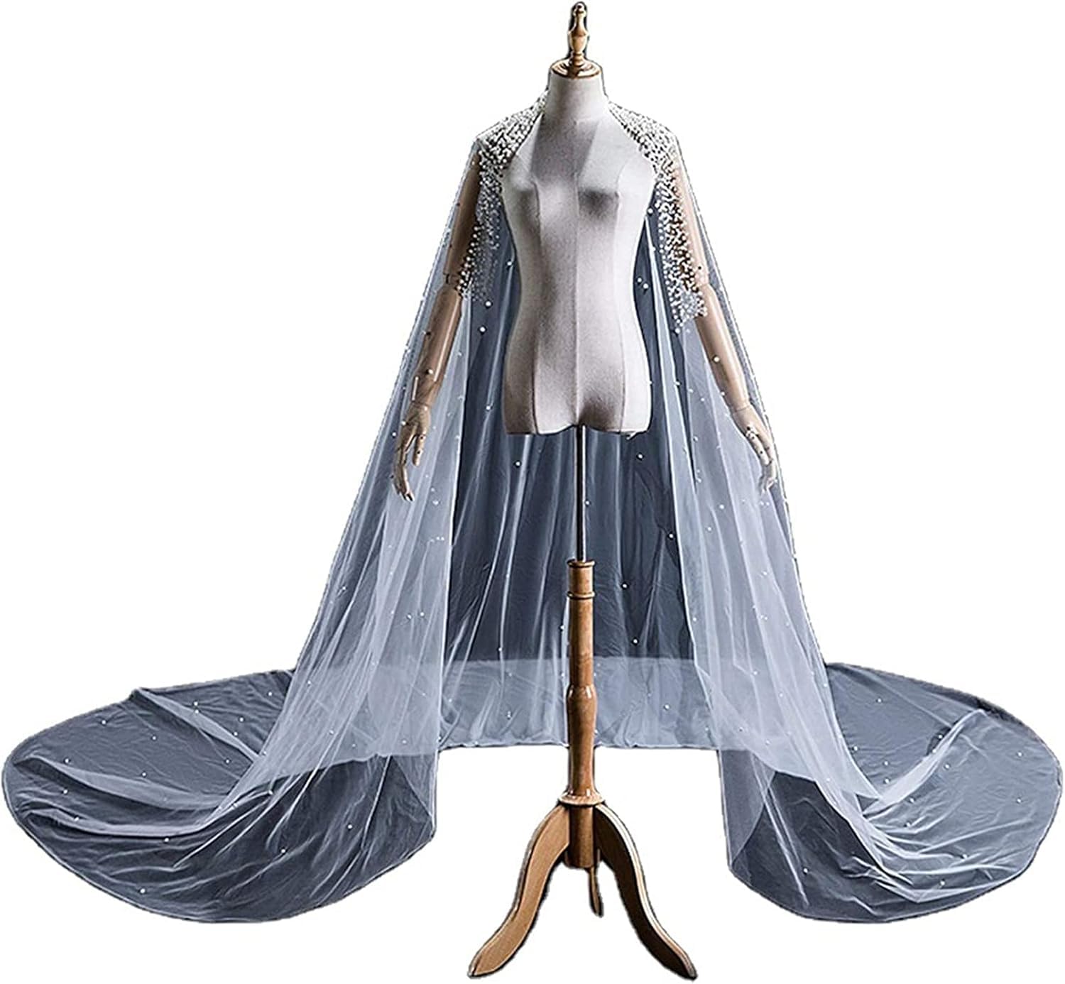 3m Long Tail Kathedrale Perle Braut Schleier 1 Schicht Schal Schnitt Kante Elegant Weich Foto Studio Schleier Einfache Vintage Prinzessin Tüll Hochzeit Haarschmuck, White, 3 * 3 m