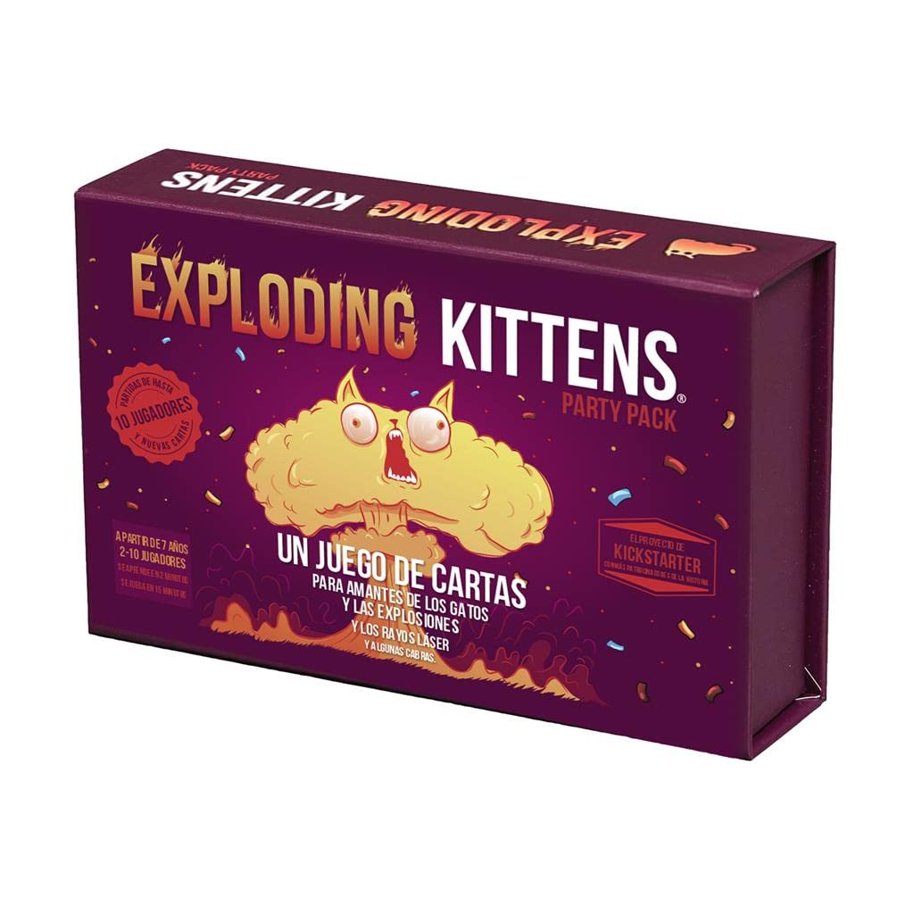 Asmodee Exploding Kittens Party Pack, Juego de Cartas de Estrategia Estilo Ruleta Rusa para Fiestas y Grupos Grandes, A Partir de 7 Años, De 2 a 10 Jugadores, 15 Minutos por Partida, Español