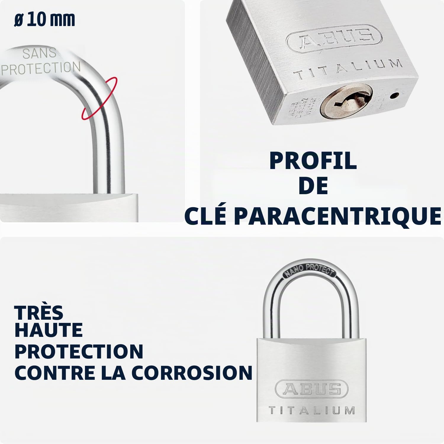 Cadenas 64 Titalium ABUS - 60 x 90.5 x 19 mm - entrouvrant - 64TI/60 KA