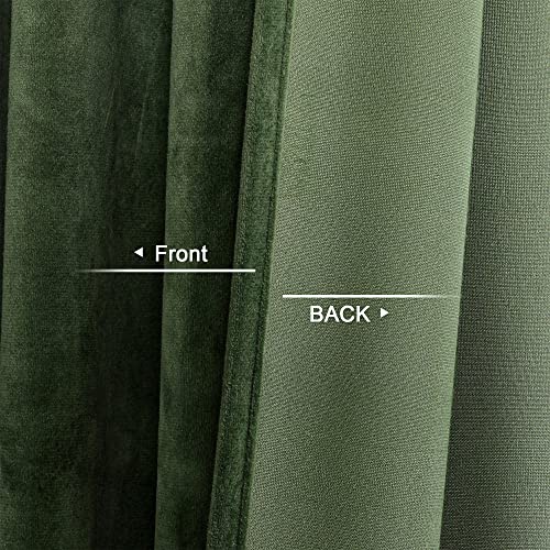 Benedeco Green Velvet Curtains For Bedroom Window, Super Soft Luxury Drapes, Room Darkening Thermal Insulated Rod Pocket Curtain For Living Room, W52 By L84 Inches, 2 Panels #TOP2