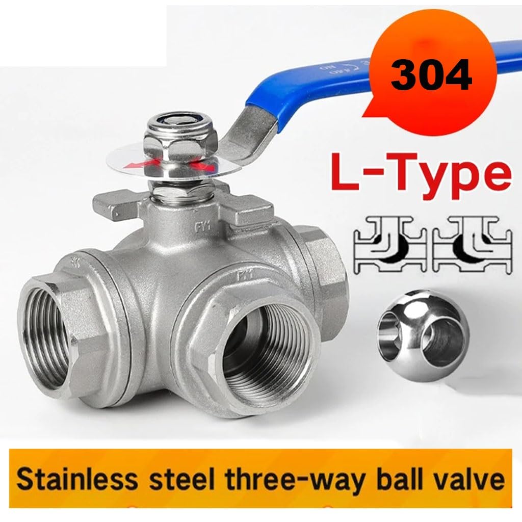 Válvula de bola de acero inoxidable de 3 vías, tipo T, rosca hembra DN10, 1/4 a 2 pulgadas para líquidos y gases, duradera y fiable, 1 pieza
