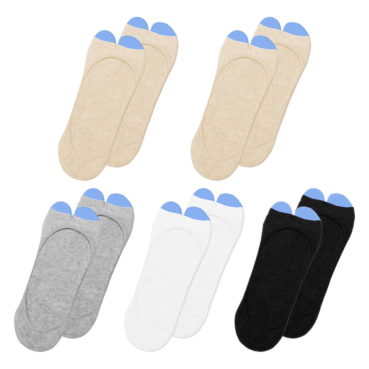 Ejufns Unisex Black 5 Pairs Of Open-Toed Boat Socks, Invisible Shallow Mouth Supply, Non-Slip Silicone Heel Supply, Breathable Supply, Sandals And High-Hee Accessories.
