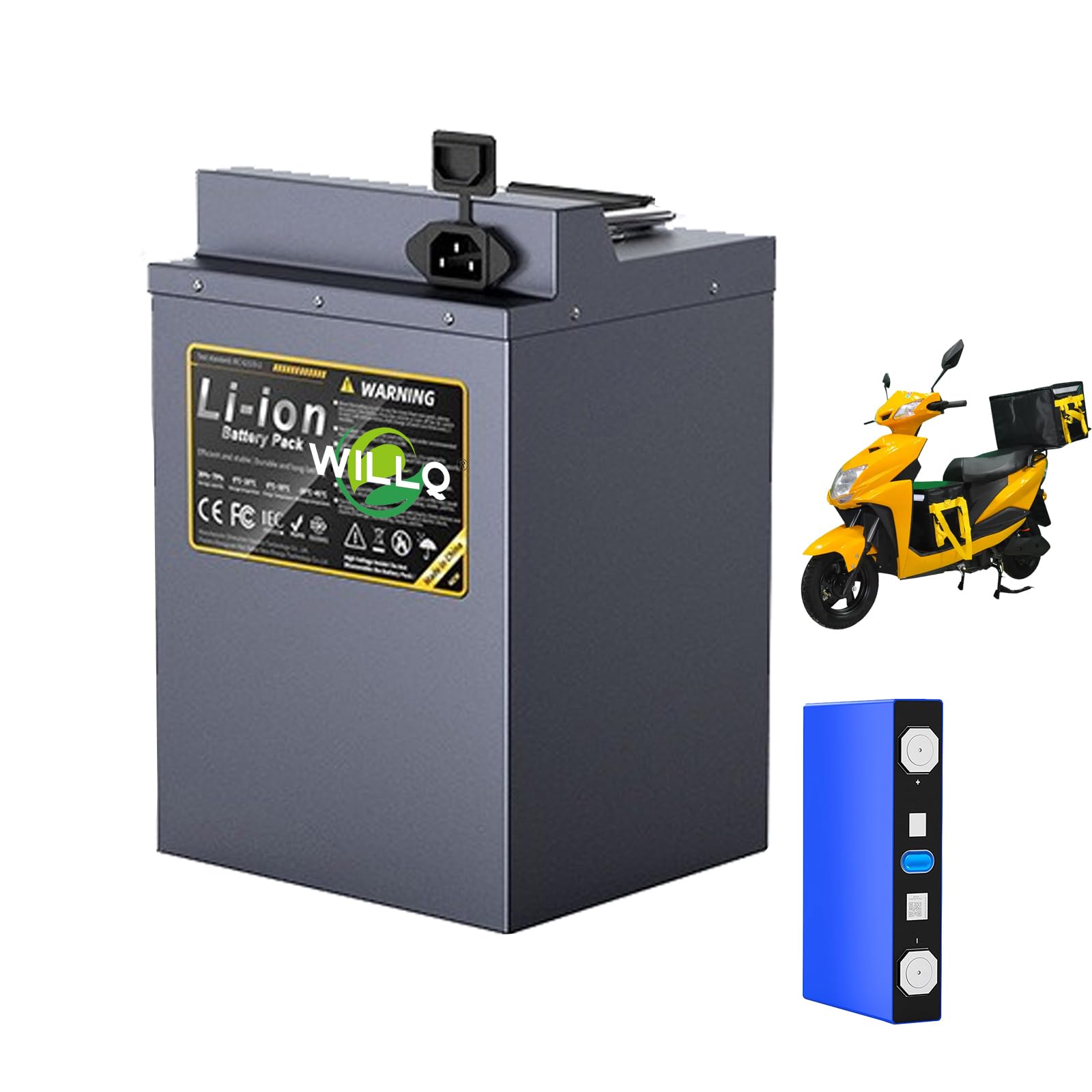 Batteria al litio sostitutiva da 60 V per triciclo, ciclomotore o golf cart | Batteria di riserva per moto, ricaricabile, rimovibile, ad alta capacità, con BMS intelligente