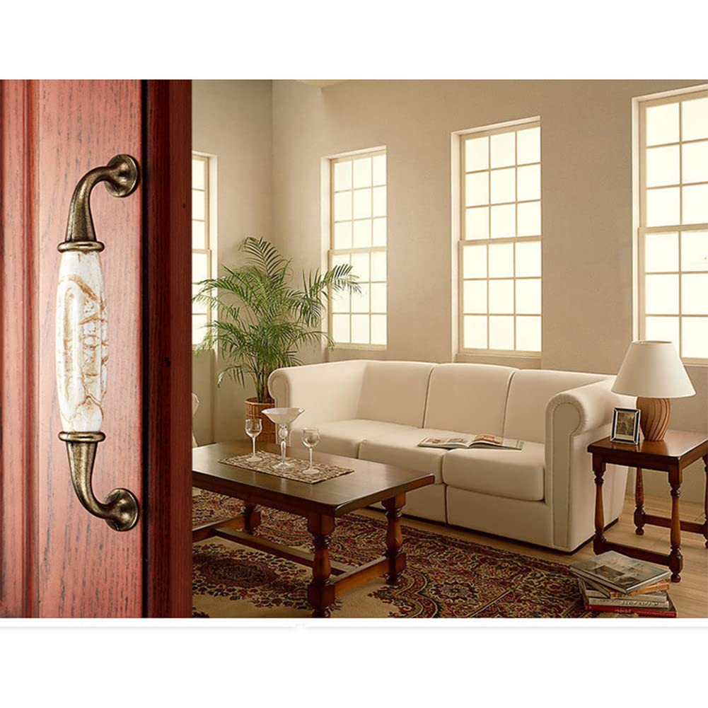 SYDARSYN 4 Pieces Vintage Ceramic Cabinet Door Handles Furniture Drawer Handles Cupboard Pulls Handles Kitchen Cabinet Wardrobe Drawers Knobs Bars Handles 96mm - Image 2