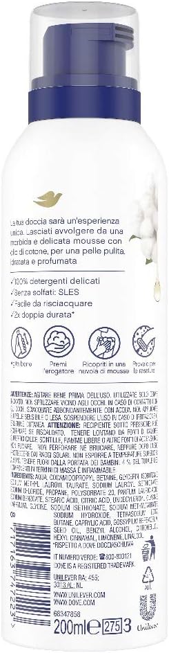 DOVE Mousse Doccia Olio di Cotone 6x200 ml (Confezione da 6) - Immagine 3