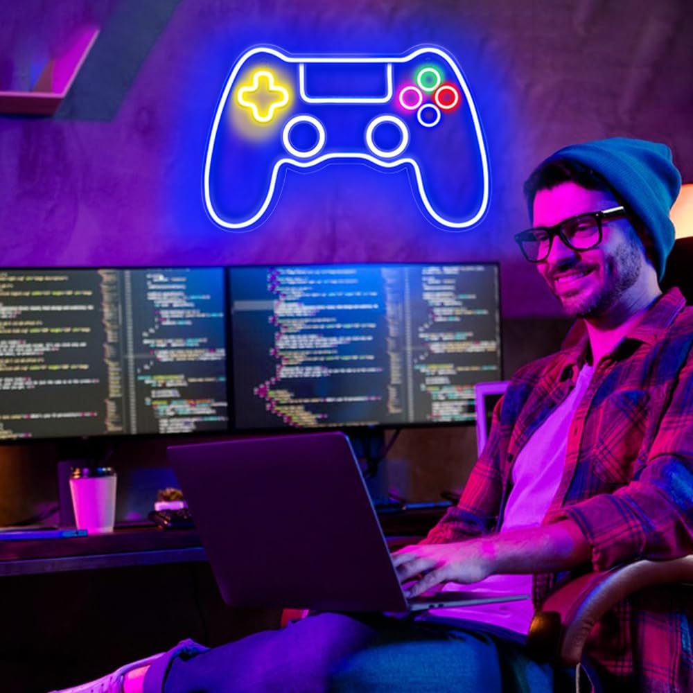 Insegna Neon LED per Gamer, Decorazione per Stanza dei Giochi e Camera Ragazzo, Miglior Regalo per Videogiocatori, Bambini e Adolescenti (15.75x10.63in)