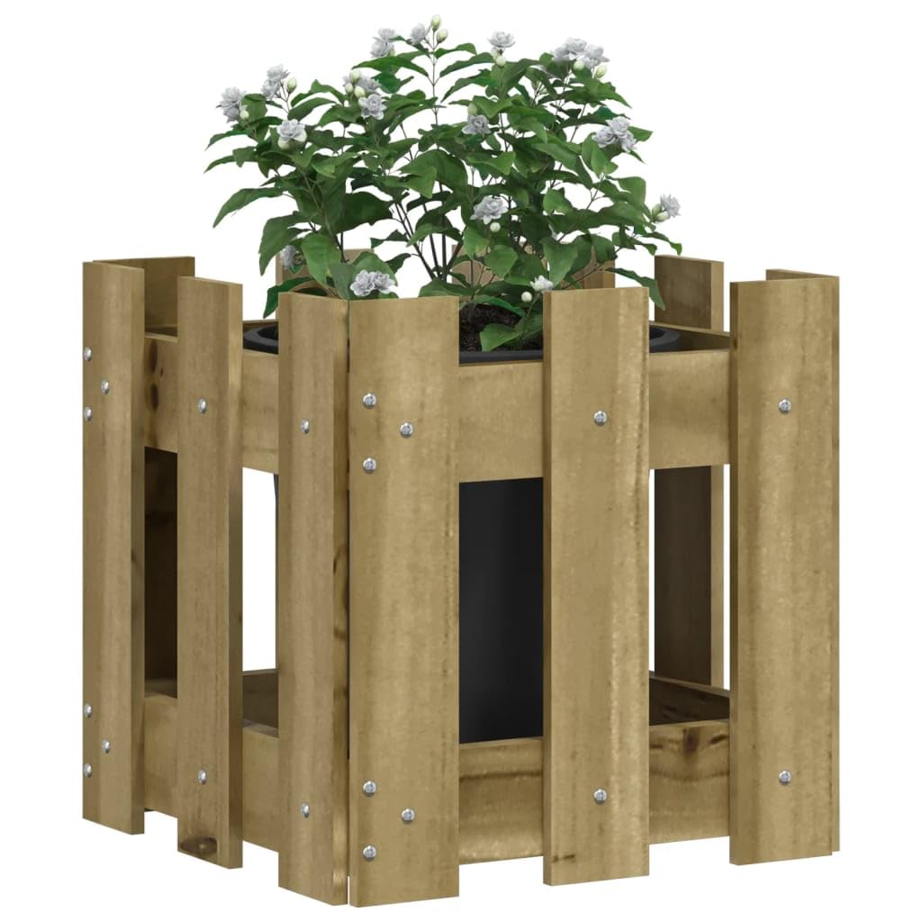 Fioriera a doghe in legno di pino impregnato in autoclave, 30 x 30 x 30 cm, quadrata, resistente alle intemperie, per balcone, terrazza, interni ed esterni, con grande serbatoio d'acqua e