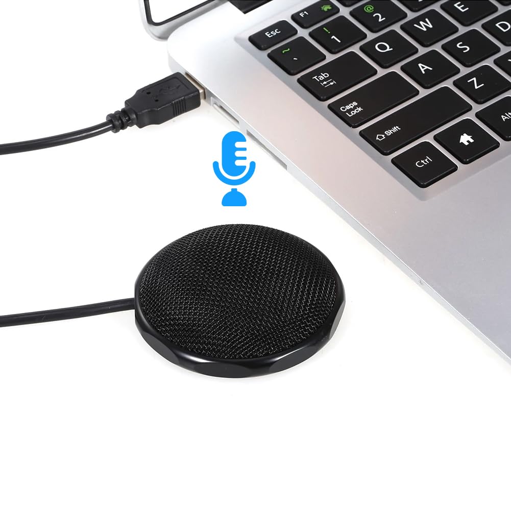 Tiiyee Microphone à Condensateur, USB Mini Micro Filaire Portable Dictée | Réunion Affaires Omnidirectionnel pour Ordinateur Bureau PC Enregistrement Conférence Téléphonique Streaming Gaming