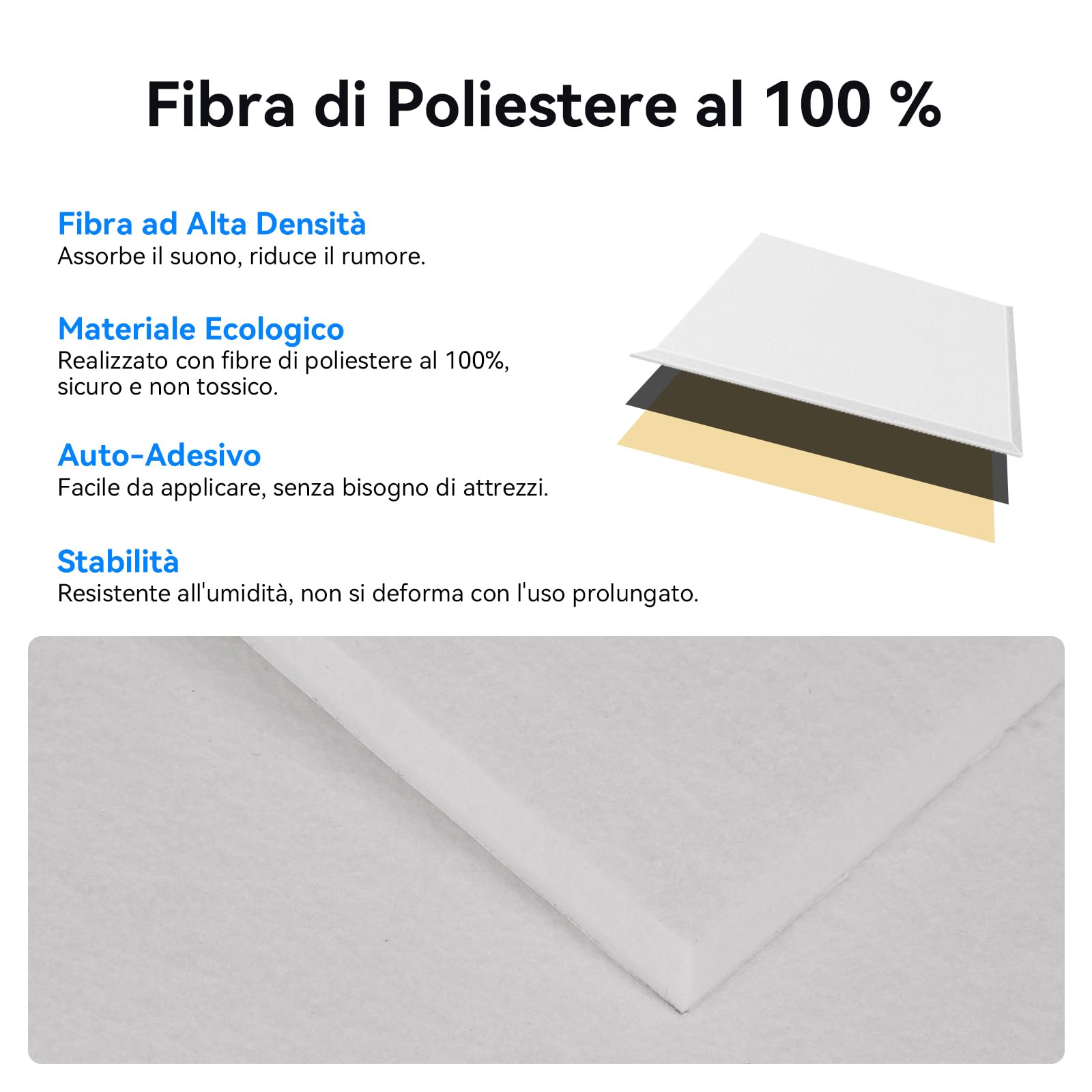 12 Pezzo Pannello Fonoassorbente Autoadesivi, 30*40*0.9cm Insonorizzazione Stanza, Copertura 1.44㎡, Alta Densità 230kg/m³, NRC 0.95, Pannelli Fonoassorbenti Decorativi per Pareti e Porte, Sala Giochi