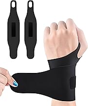 Nokwocy Lot de 2 bandages de poignet, adaptés pour les douleurs au poignet dues à de longues heures de travail, soutien de la nuit, faciles à porter, ajustés (Noir)