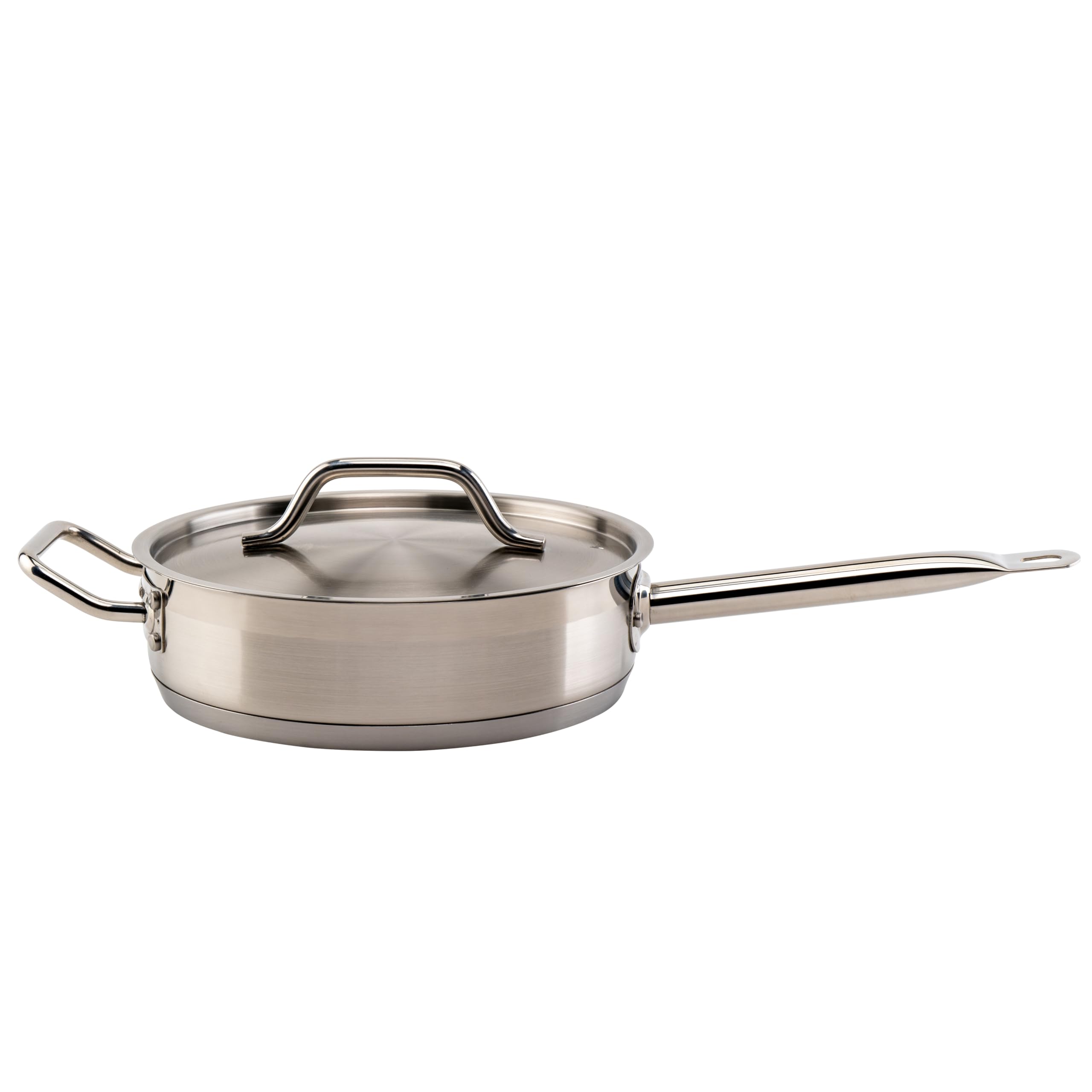 3 qt Stainless Steel Saute Pan with Cover by Winco – Standard, 3.0 quarts, Plastic, Model SSET-3