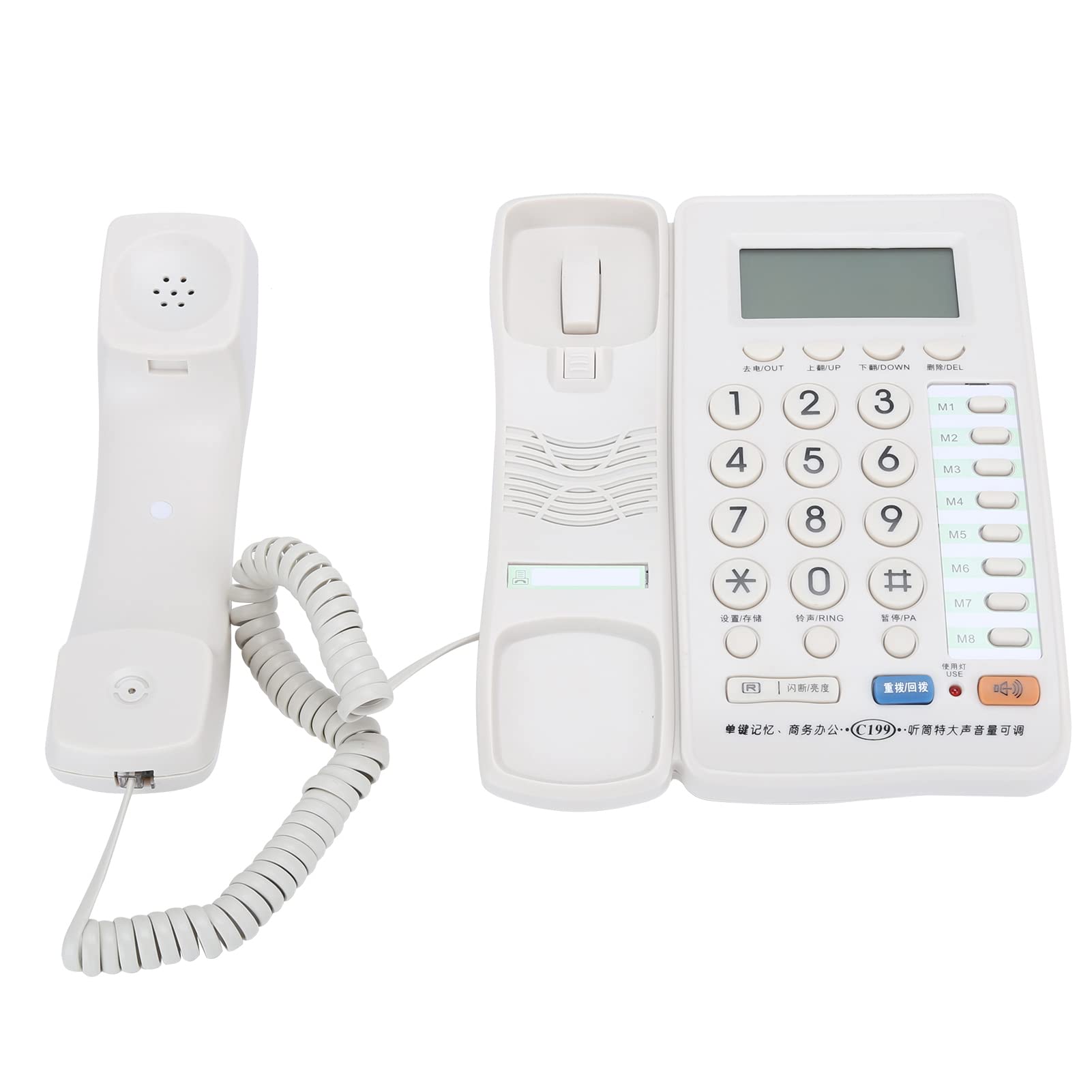 Telefono Fisso con Filo, Telefono Fisso cablato Portatile da Tavolo, Vivavoce/archiviazione Numeri, per uffici Domestici, Hotel, ristoranti