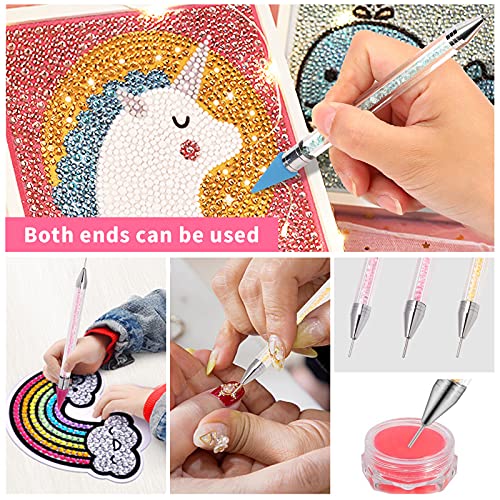 Calsoling 4 Pieces No Wax Needed Diamond Painting Tools Self-Stick Drill Pens, Double Heads No Clay Specialty Design With Diamonds Accessories For 5D Diy Painting Crafts Cross-Stitch #TOP6