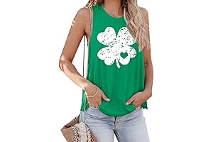 Women's St. Patrick's Day Green Tank Tops, Lucky Shamrock Clover Sleeveless Shirt