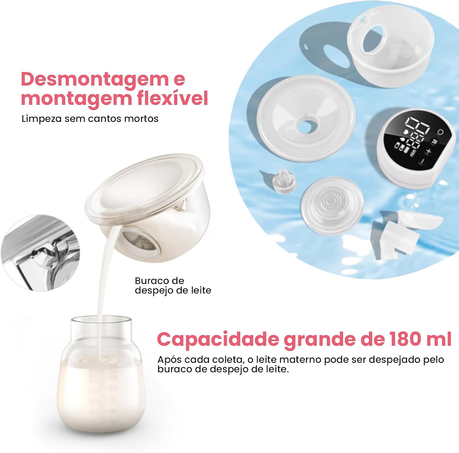 Bomba De Tirar Leite Mama Portátil P1 Mãos Livres Elétrica Sem BPA 3 Modos 10 Níveis de Sucção Conforto Coletor de Leite de Amamentação (Branco)110V/200V Bomba De Tirar Leite Mama Portátil P1 Mãos Livres Elétrica Sem BPA 3 Modos 10 Níveis de Sucção Conforto Coletor de Leite de Amamentação (Branco)110V/200V