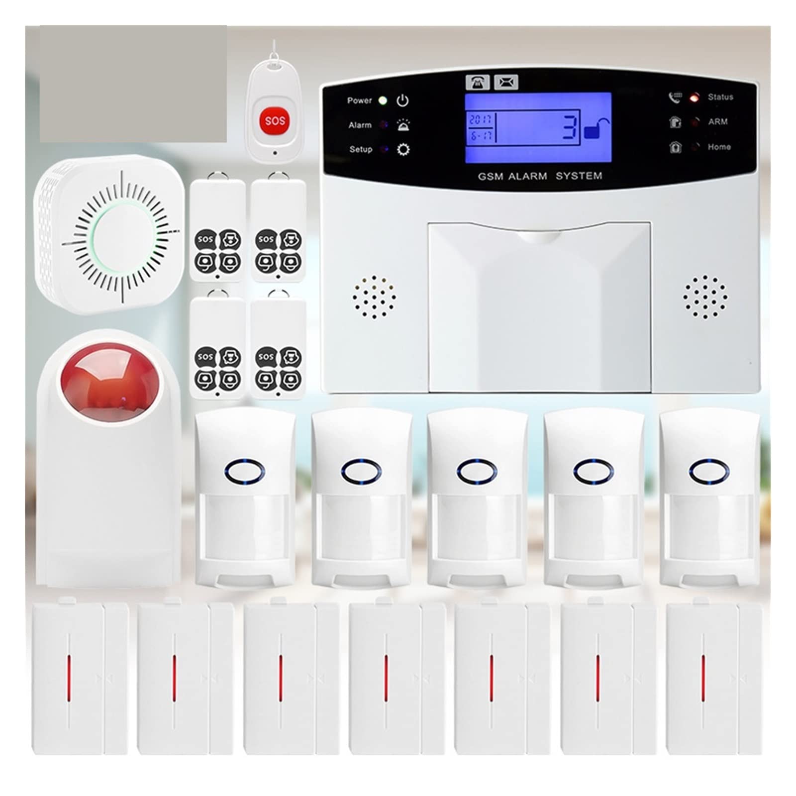 Sistema di allarme di sicurezza, Tuya GSM WiFi di allarme Smart Home Burglar Alarm 43 3MHz Zona cablata wireless PIR Sensore movimento del fumo(C2)