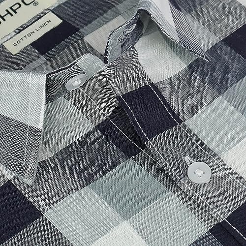 Image of GHPC 100% Cotton Checkered Half Sleeves Regular Fit Formal Shirt for Men