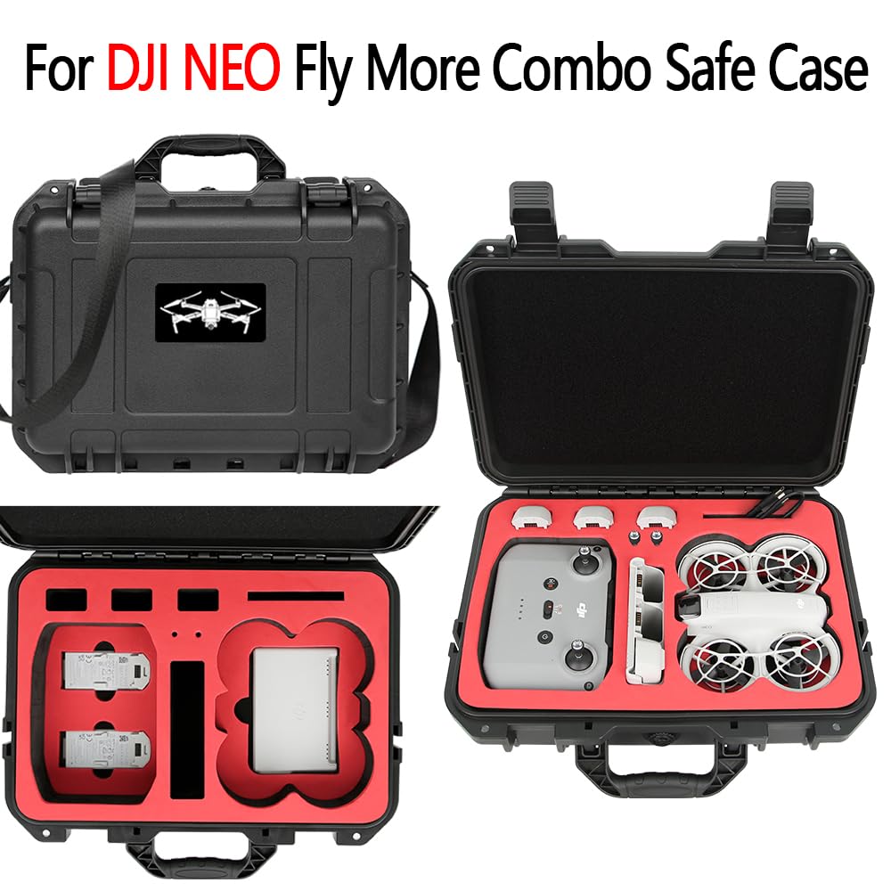 BeisDirect Wodoodporna twarda torba do przenoszenia DJI Neo Fly More Combo, przenośna torba do przechowywania z paskiem na ramię do DJI Neo Drone, pilota RC-N3 i innych akcesoriów
